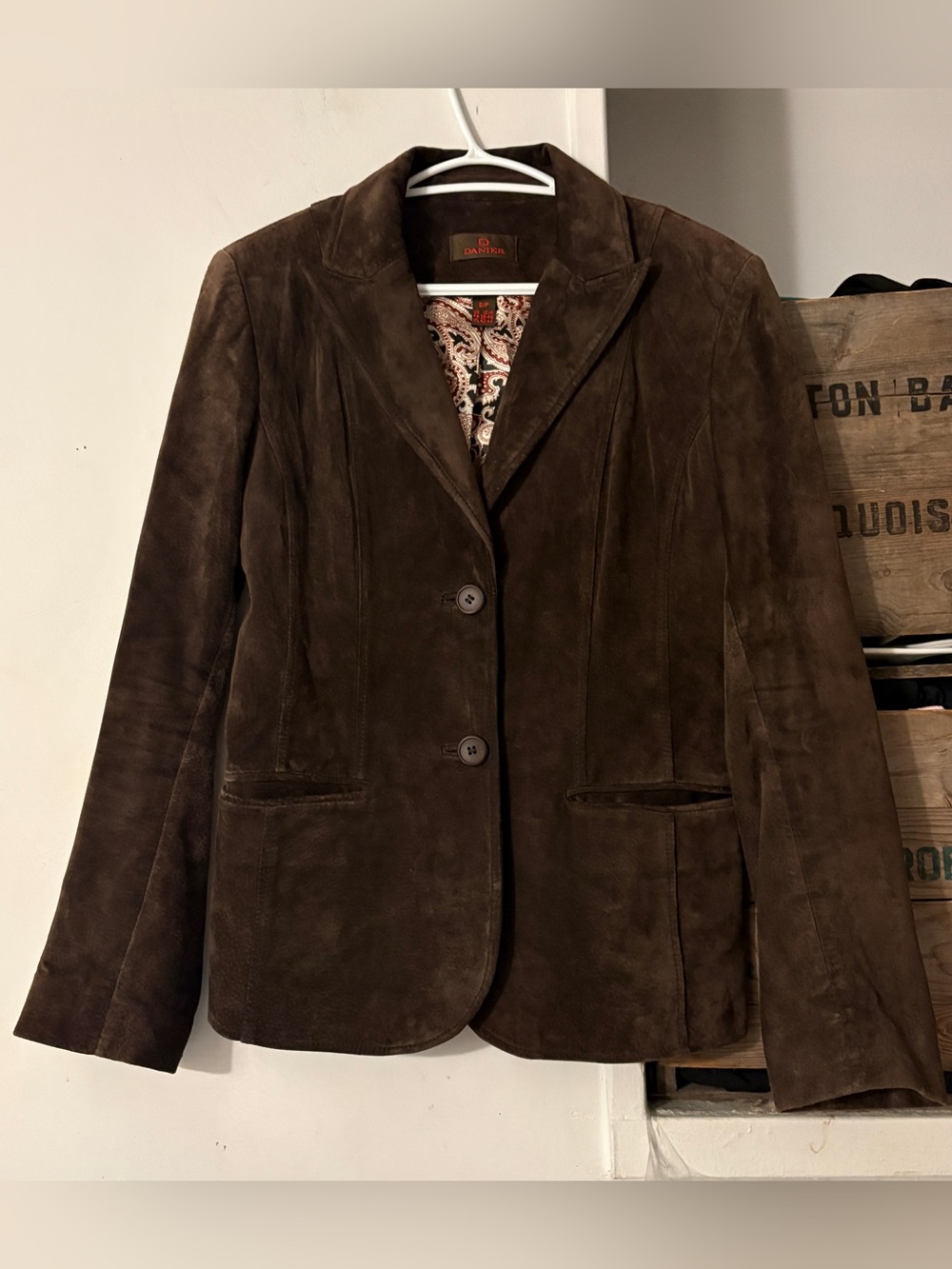 Vintage Danier Dark Brown Suede Leather Blazer Jacket Size Small
